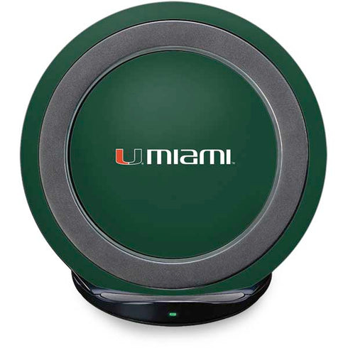 University of Miami Horizontal Mark on Green Fast Charge Wireless Charging Stand Skin