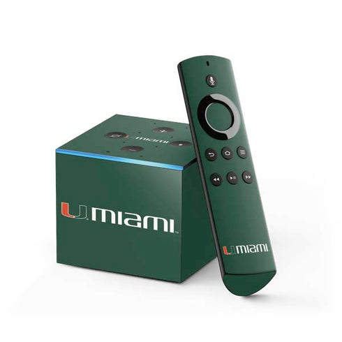 University of Miami Horizontal Mark on Green Fire TV Cube Skin