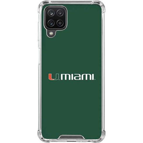 University of Miami Horizontal Mark on Green Galaxy A12 Clear Case