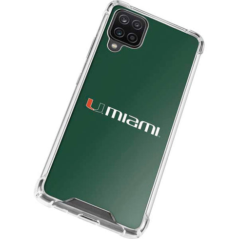 University of Miami Horizontal Mark on Green Galaxy A12 Clear Case