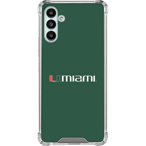 University of Miami Horizontal Mark on Green Galaxy A13 5G Clear Case