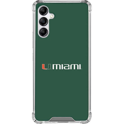 University of Miami Horizontal Mark on Green Galaxy A14 5G Clear Case