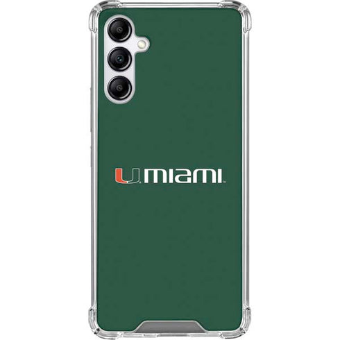 University of Miami Horizontal Mark on Green Galaxy A15 5G Clear Case