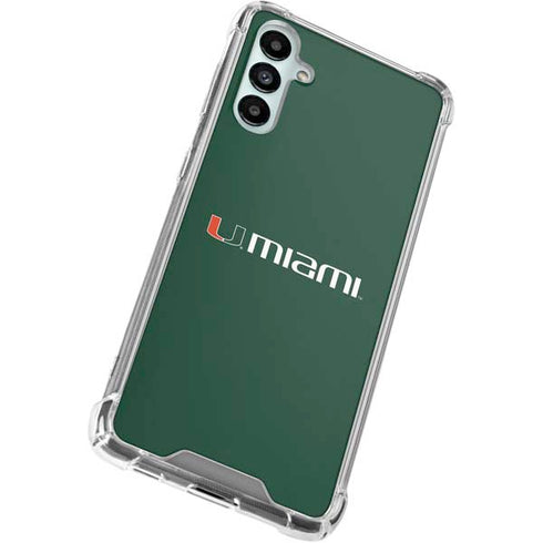 University of Miami Horizontal Mark on Green Galaxy A15 5G Clear Case