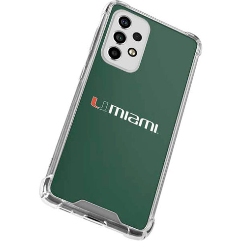University of Miami Horizontal Mark on Green Galaxy A33 5G Clear Case