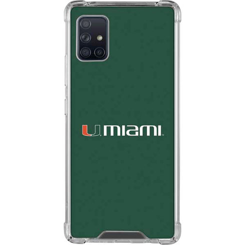University of Miami Horizontal Mark on Green Galaxy A51 5G Clear Case