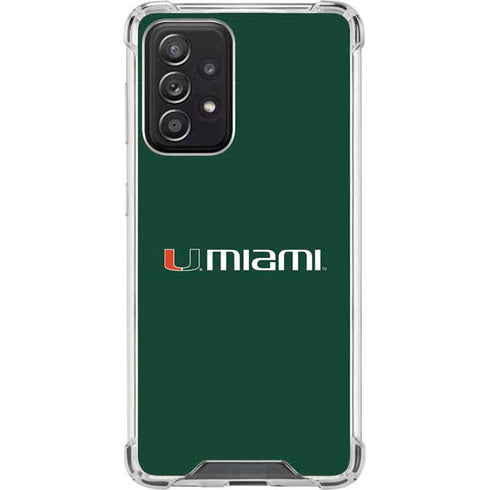 University of Miami Horizontal Mark on Green Galaxy A52 5G Clear Case