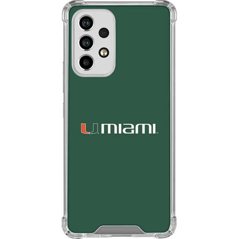 University of Miami Horizontal Mark on Green Galaxy A53 5G Clear Case