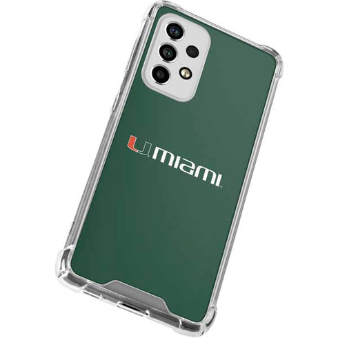 University of Miami Horizontal Mark on Green Galaxy A53 5G Clear Case