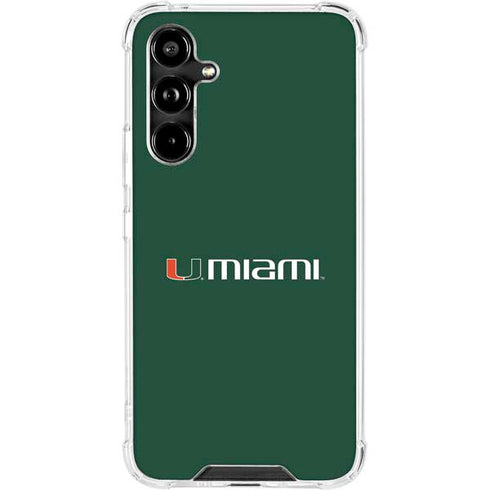 University of Miami Horizontal Mark on Green Galaxy A54 5G Clear Case