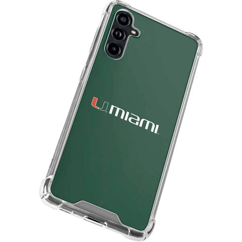 University of Miami Horizontal Mark on Green Galaxy A54 5G Clear Case