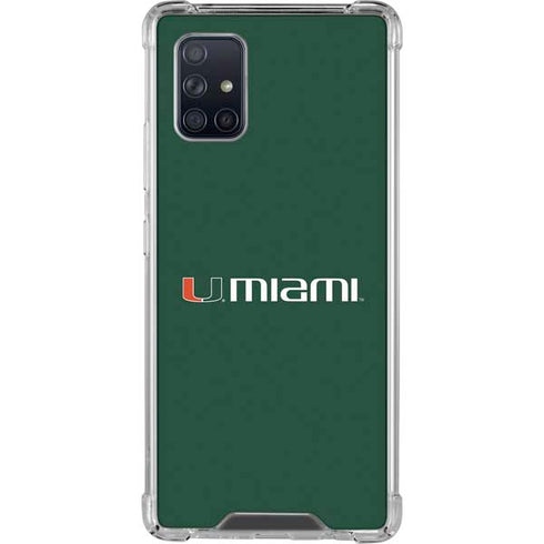 University of Miami Horizontal Mark on Green Galaxy A71 5G Clear Case