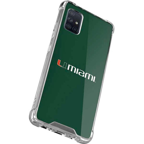University of Miami Horizontal Mark on Green Galaxy A71 5G Clear Case