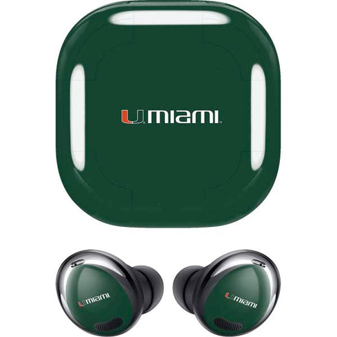 University of Miami Horizontal Mark on Green Galaxy Buds Pro Skin