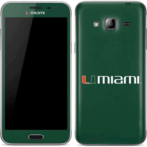 University of Miami Horizontal Mark on Green Galaxy J3 Skin