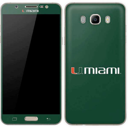 University of Miami Horizontal Mark on Green Galaxy J7 Skin