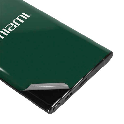 University of Miami Horizontal Mark on Green Galaxy Note 10 Plus Skin