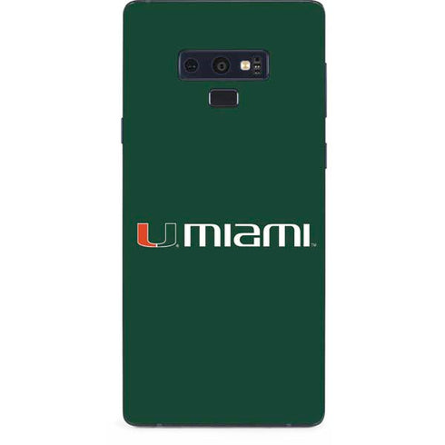 University of Miami Horizontal Mark on Green Galaxy Note 9 Skin