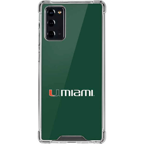 University of Miami Horizontal Mark on Green Galaxy Note20 5G Clear Case