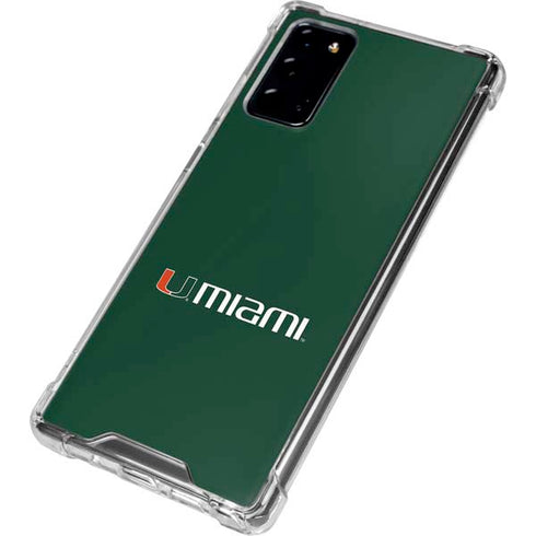 University of Miami Horizontal Mark on Green Galaxy Note20 5G Clear Case