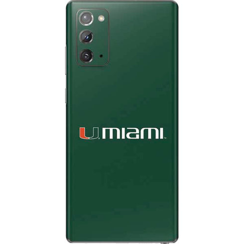 University of Miami Horizontal Mark on Green Galaxy Note20 5G Skin