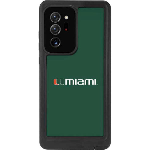 University of Miami Horizontal Mark on Green Galaxy Note20 Ultra 5G Waterproof Case