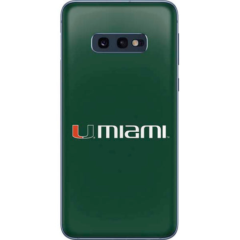 University of Miami Horizontal Mark on Green Galaxy S10e Skin