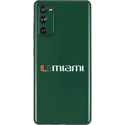 University of Miami Horizontal Mark on Green Galaxy S20 Fan Edition Skin