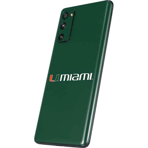 University of Miami Horizontal Mark on Green Galaxy S20 Fan Edition Skin