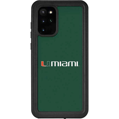 University of Miami Horizontal Mark on Green Galaxy S20 Plus Waterproof Case