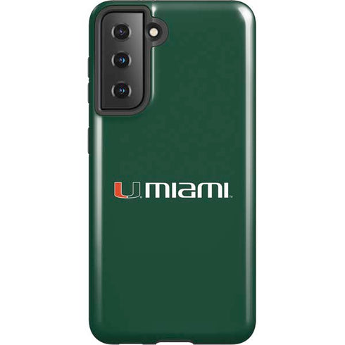 University of Miami Horizontal Mark on Green Galaxy S21 5G Pro Case