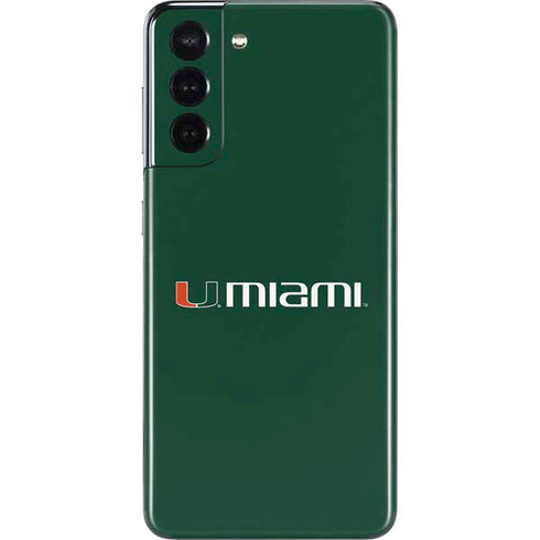 University of Miami Horizontal Mark on Green Galaxy S21 5G Skin