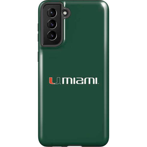 University of Miami Horizontal Mark on Green Galaxy S21 Plus 5G Pro Case