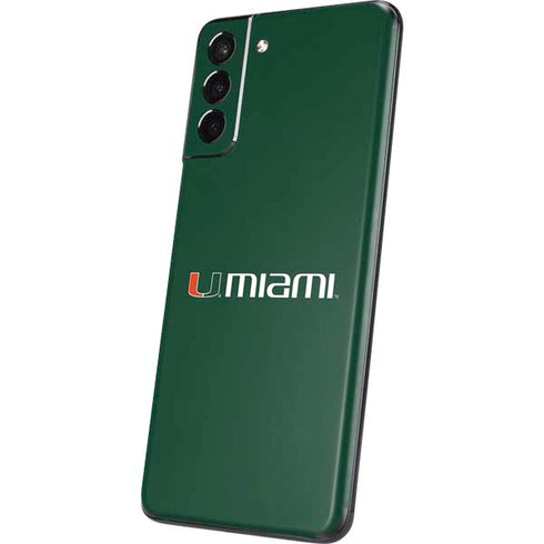 University of Miami Horizontal Mark on Green Galaxy S21 Plus 5G Skin