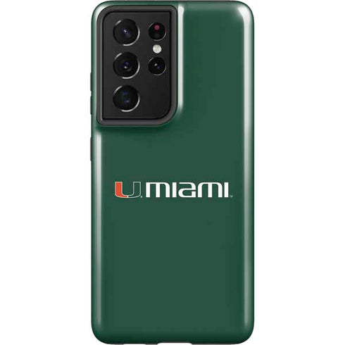 University of Miami Horizontal Mark on Green Galaxy S21 Ultra 5G Pro Case