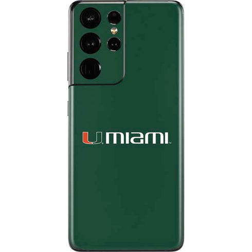 University of Miami Horizontal Mark on Green Galaxy S21 Ultra 5G Skin