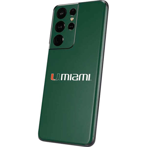 University of Miami Horizontal Mark on Green Galaxy S21 Ultra 5G Skin