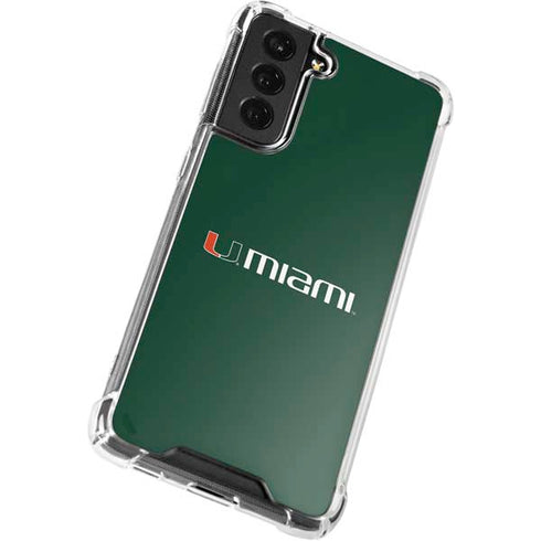 University of Miami Horizontal Mark on Green Galaxy S22 Plus Clear Case