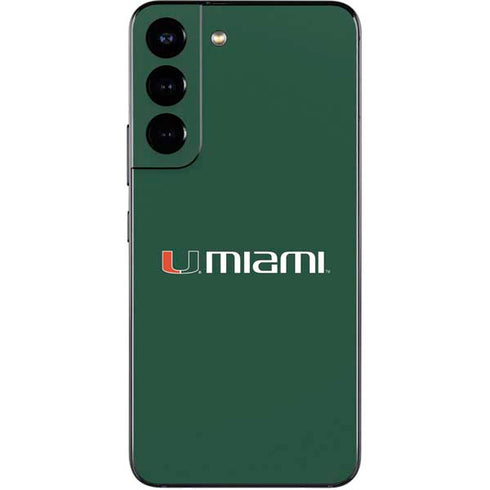 University of Miami Horizontal Mark on Green Galaxy S22 Skin