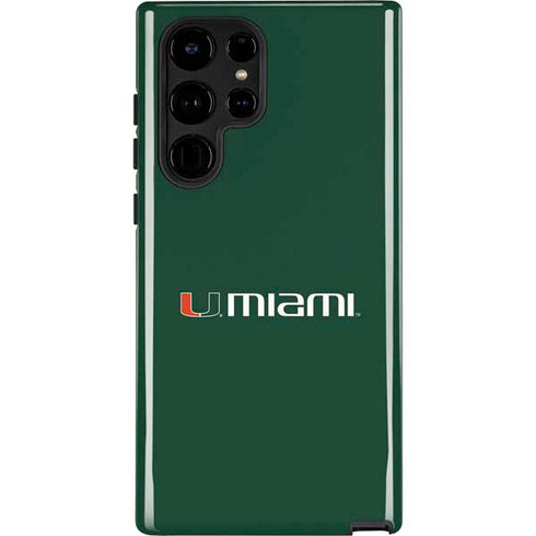 University of Miami Horizontal Mark on Green Galaxy S22 Ultra Pro Case