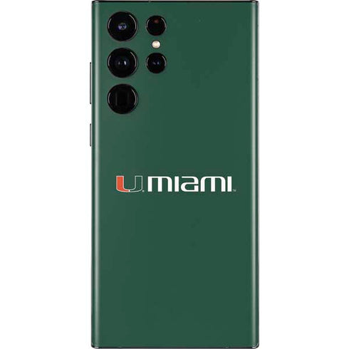 University of Miami Horizontal Mark on Green Galaxy S22 Ultra Skin