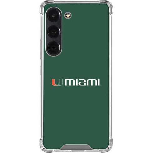University of Miami Horizontal Mark on Green Galaxy S23 Clear Case