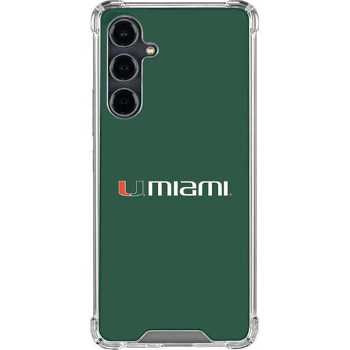 University of Miami Horizontal Mark on Green Galaxy S23 FE Clear Case