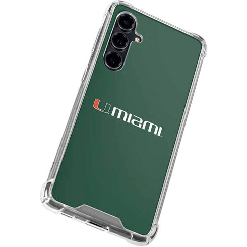 University of Miami Horizontal Mark on Green Galaxy S23 FE Clear Case