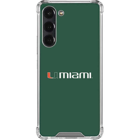 University of Miami Horizontal Mark on Green Galaxy S23 Plus Clear Case