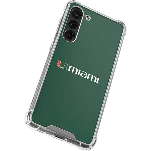 University of Miami Horizontal Mark on Green Galaxy S23 Plus Clear Case