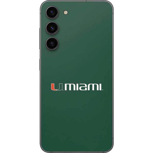 University of Miami Horizontal Mark on Green Galaxy S23 Plus Skin