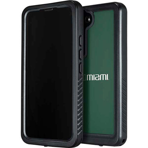 University of Miami Horizontal Mark on Green Galaxy S23 Plus Waterproof Case