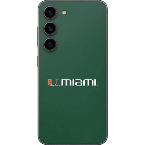 University of Miami Horizontal Mark on Green Galaxy S23 Skin