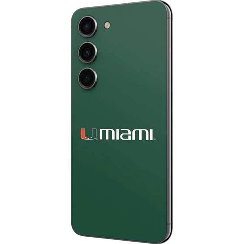 University of Miami Horizontal Mark on Green Galaxy S23 Skin